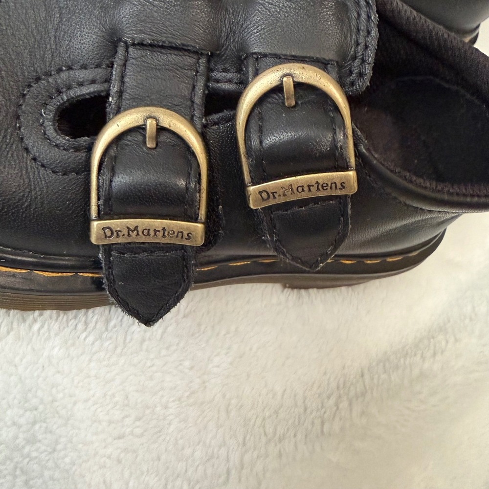 DR. MARTENS Leather Mary Jane T Strap Shoes Girls 12 US Double Buckle 8065 Black - Picture 3 of 12